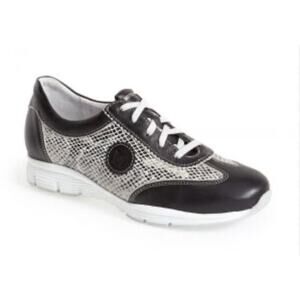 Mephisto Runoff Yael Air-Jet Black Snakeprint Bowling Lace Up Shoe - 8.5